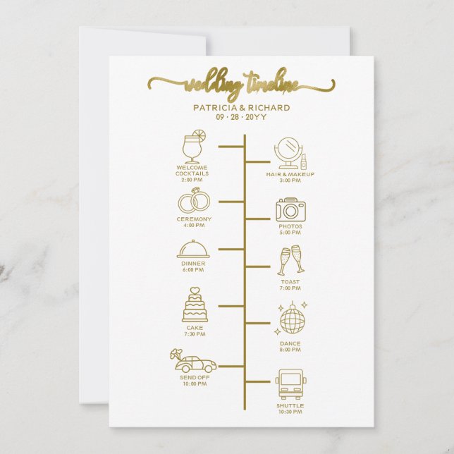 Invitación Boda Cocktail Itinerario - Bienvenida Boda Icono (Anverso)