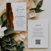 Boda Código QR Ágata Dorada Naranja Quemada