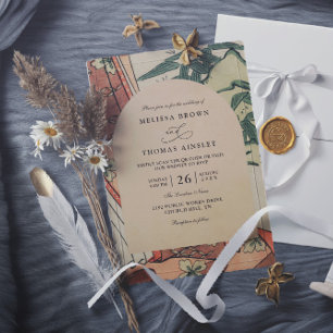 Invitación Boda Código QR Bambú Kimono Japonés Antiguo
