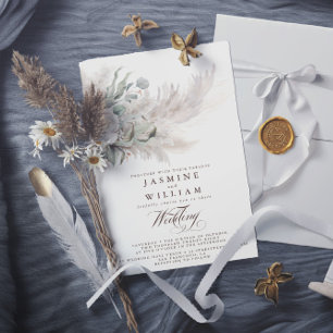 Invitación Boda Código QR Bohemio Presupuesto Hierba de las P