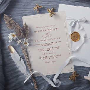 Invitación Boda Código QR Boho Chic Moderno Terracota Quemada