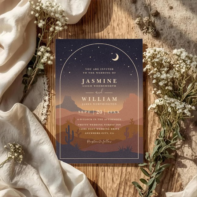 Invitación Boda Código QR Boho Desierto Luna Rústica Elegante (Subido por el creador)