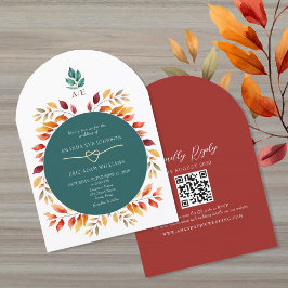 Invitación Boda Código QR Boho Otoño