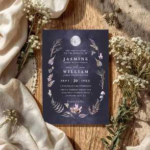 Invitación Boda Código QR Bosque de Cristal Luna Rústica Noch