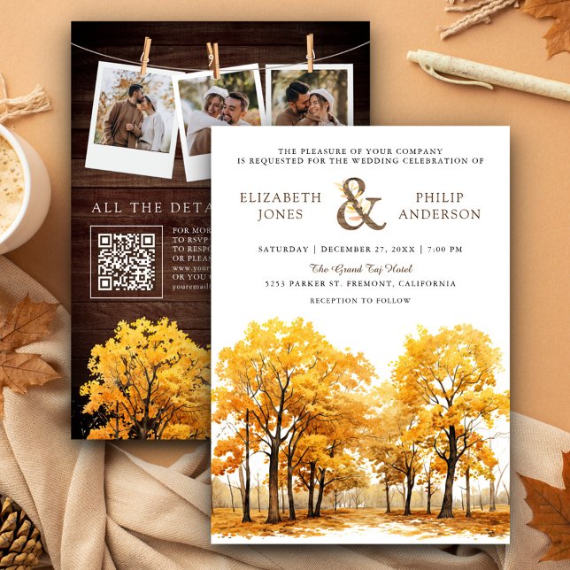 Invitación Boda Código QR Bosque Robles Otoño (Subido por el creador)
