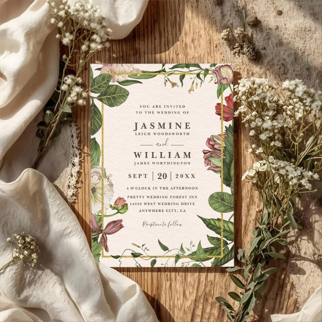Invitación Boda Código QR Botánica Verde Rústico Vintage (Subido por el creador)