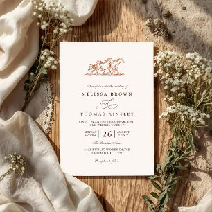 Invitación Boda Código QR Caballos Salvajes del Oeste País Rú