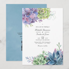Invitación Boda Código QR Cactus Suculentas Acuarela