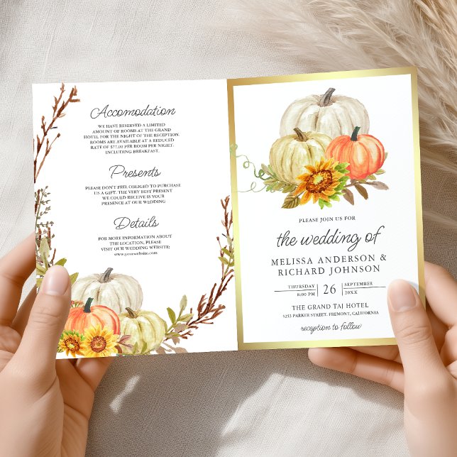 Invitación Boda Código QR Calabaza Girasoles Rústicos (Subido por el creador)