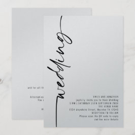 Invitación Boda Código QR Caligrafía Moderna