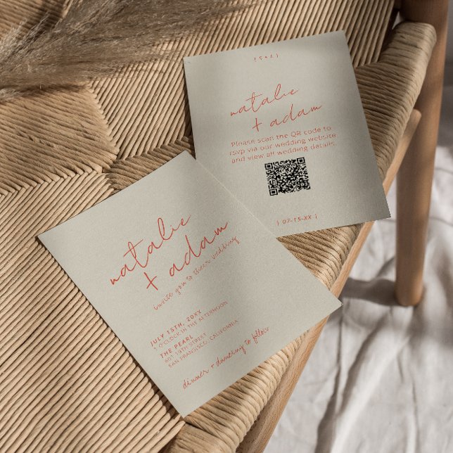 Invitación Boda Código QR Caprichoso Retro Divertido Naranja  (Subido por el creador)