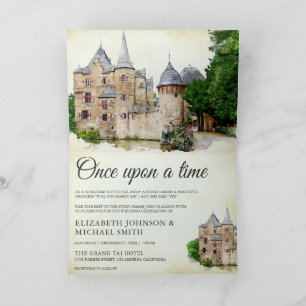 Invitación Boda Código QR Castillo de Cuento de Hadas Rústico