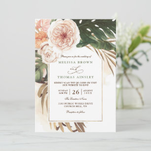 Invitación Boda Código QR Chic Desierto Floral Tropical Boho