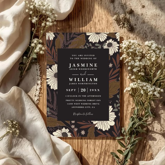 Invitación Boda Código QR Chic Rústico Flores Bosque Boho (Subido por el creador)
