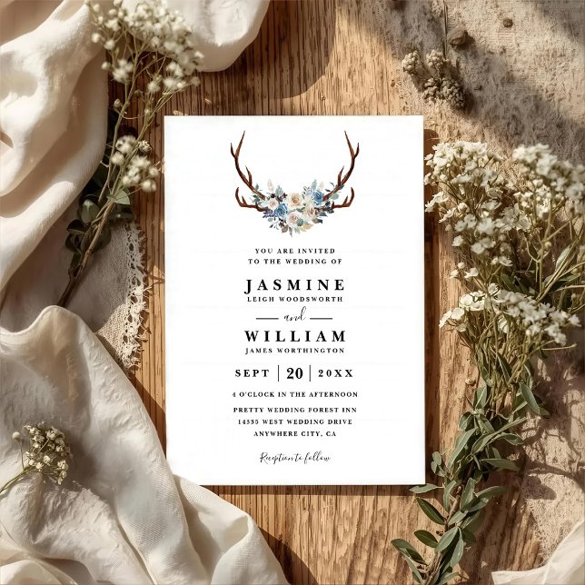 Invitación Boda Código QR Ciervo Floral Rústico Boho (Subido por el creador)
