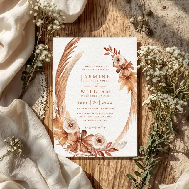 Invitación Boda Código QR Corona Acuarela Boho Elegante (Subido por el creador)
