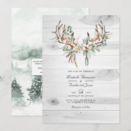 Invitación Boda Código QR de Algodón y Eucalipto Boho Rústico