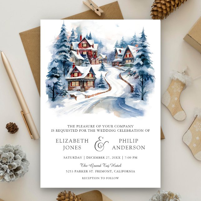 Invitación Boda Código QR de la Aldea de Navidad Invernal Fes (Subido por el creador)