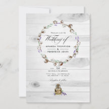 Boda Código QR de Lavanda de Algodón Rústico Campe