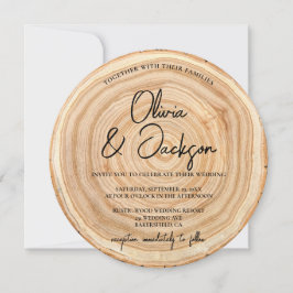 Invitación Boda Código QR de Madera Rústica