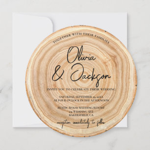 Invitación Boda Código QR de Madera Rústica