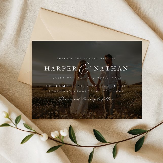 Invitación Boda Código QR de RSVP Superposición de Fotos Boho (Subido por el creador)
