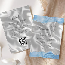 Boda Código QR de Seda Blanca Agata Plateada Baby