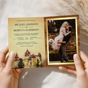 Invitación Boda Código QR del Castillo de Cuento de Hadas