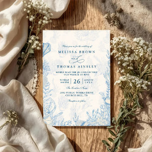 Invitación Boda Código QR Elegante Acuarela Océano Playa