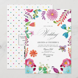 Invitación Boda Código QR Fiesta Mexicana Floral Acuarela