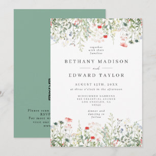 Invitación Boda Código QR Flor Silvestre