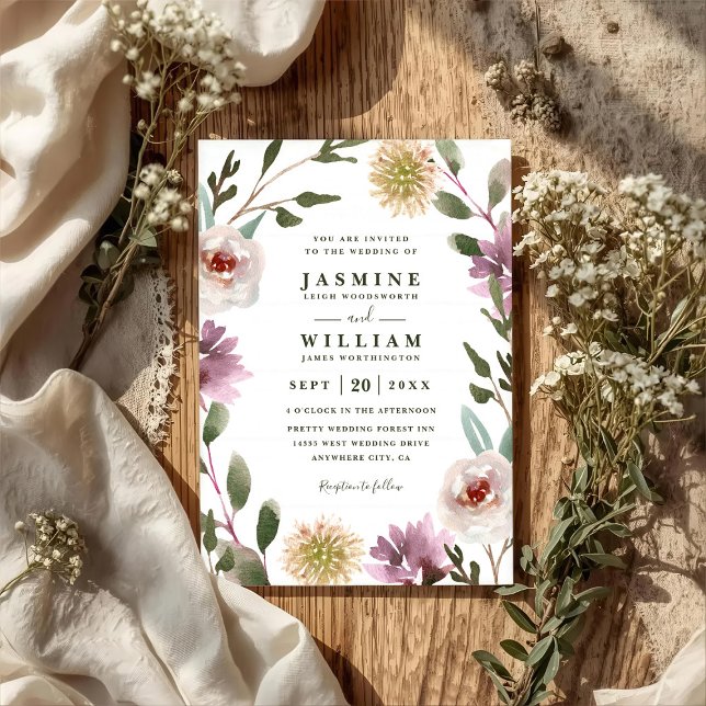 Invitación Boda Código QR Flor Silvestre Boho Rústica Elegant (Subido por el creador)