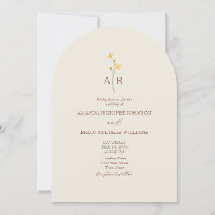 Invitación Boda Código QR Flor Silvestre Neutral