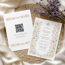 Boda Código QR Floral Acuarela Flor Silvestre