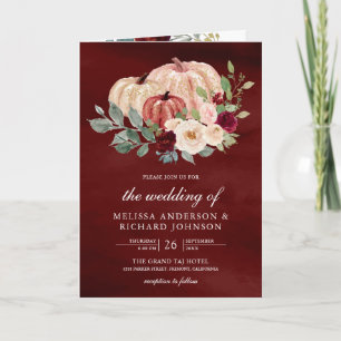 Invitación Boda Código QR Floral de Calabaza y Melocotón de B
