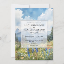 Invitación Boda Código QR Floral Flores Silvestres de Montaña
