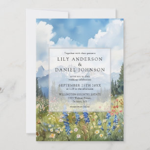 Invitación Boda Código QR Floral Flores Silvestres de Montaña