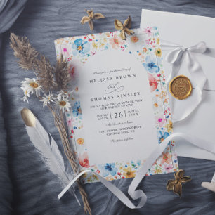 Invitación Boda Código QR Floral Jardín Prado de Flores Silve