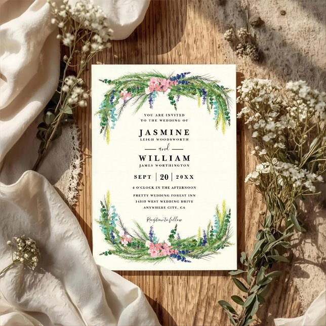 Invitación Boda Código QR Floral Pino Rústico País Elegante (Subido por el creador)