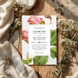 Invitación Boda Código QR Floral Rústico Poesía Botánica