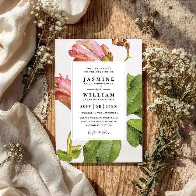 Invitación Boda Código QR Floral Rústico Poesía Botánica (Subido por el creador)