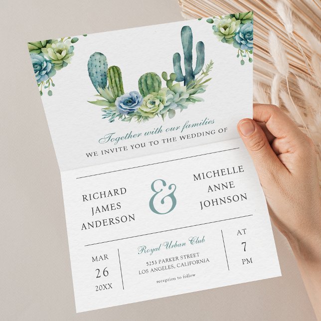 Invitación Boda Código QR Foto Cactus Verde Sucoso (Subido por el creador)