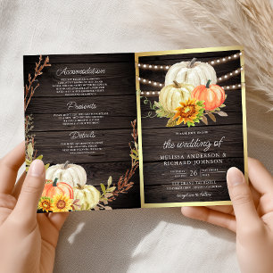 Invitación Boda Código QR Girasol Calabaza Madera Rústica del