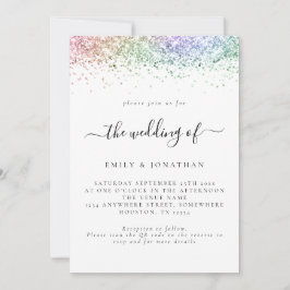 Invitación Boda código QR Glitter Arcoíris Glam