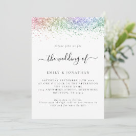 Invitación Boda código QR Glitter Arcoíris Glam