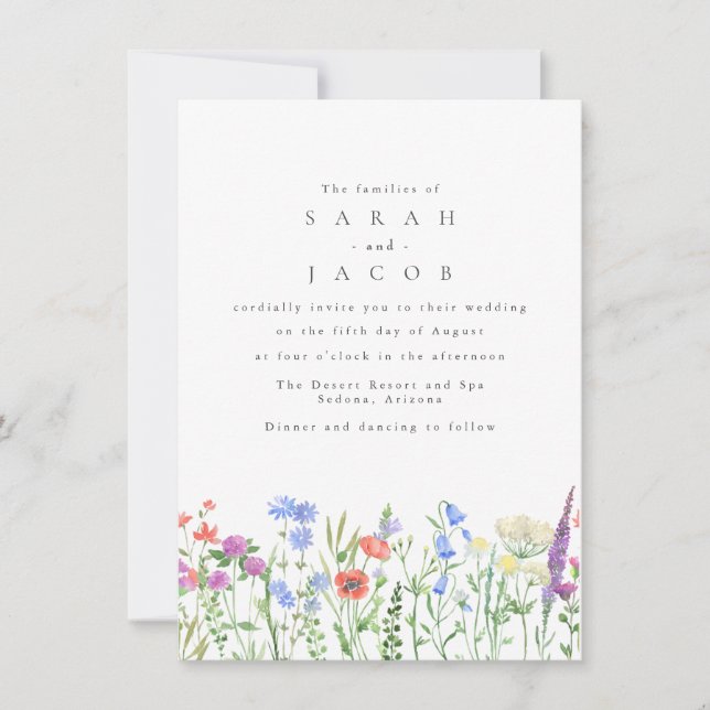 Invitación Boda Código QR Jardín Boho de Flor Silvestre de Pr (Anverso)