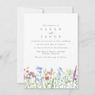 Invitación Boda Código QR Jardín Boho de Flor Silvestre de Pr