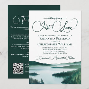 Invitación Boda Código QR Lago Rústico Sin Adornos