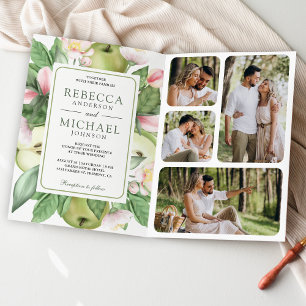 Invitación Boda Código QR Manzana Verde Botánica