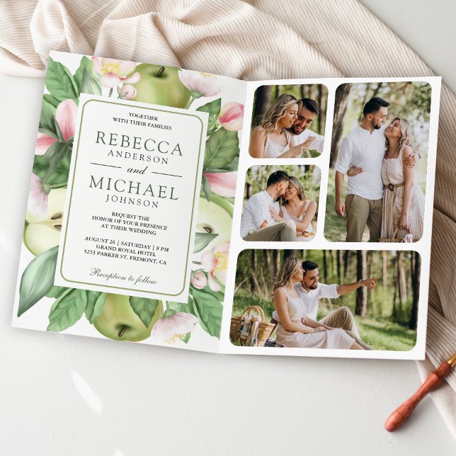 Invitación Boda Código QR Manzana Verde Botánica (Subido por el creador)